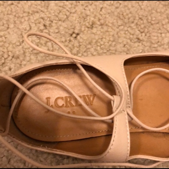 J Crew Lace Up Flats in Light Beige - Picture 3 of 4